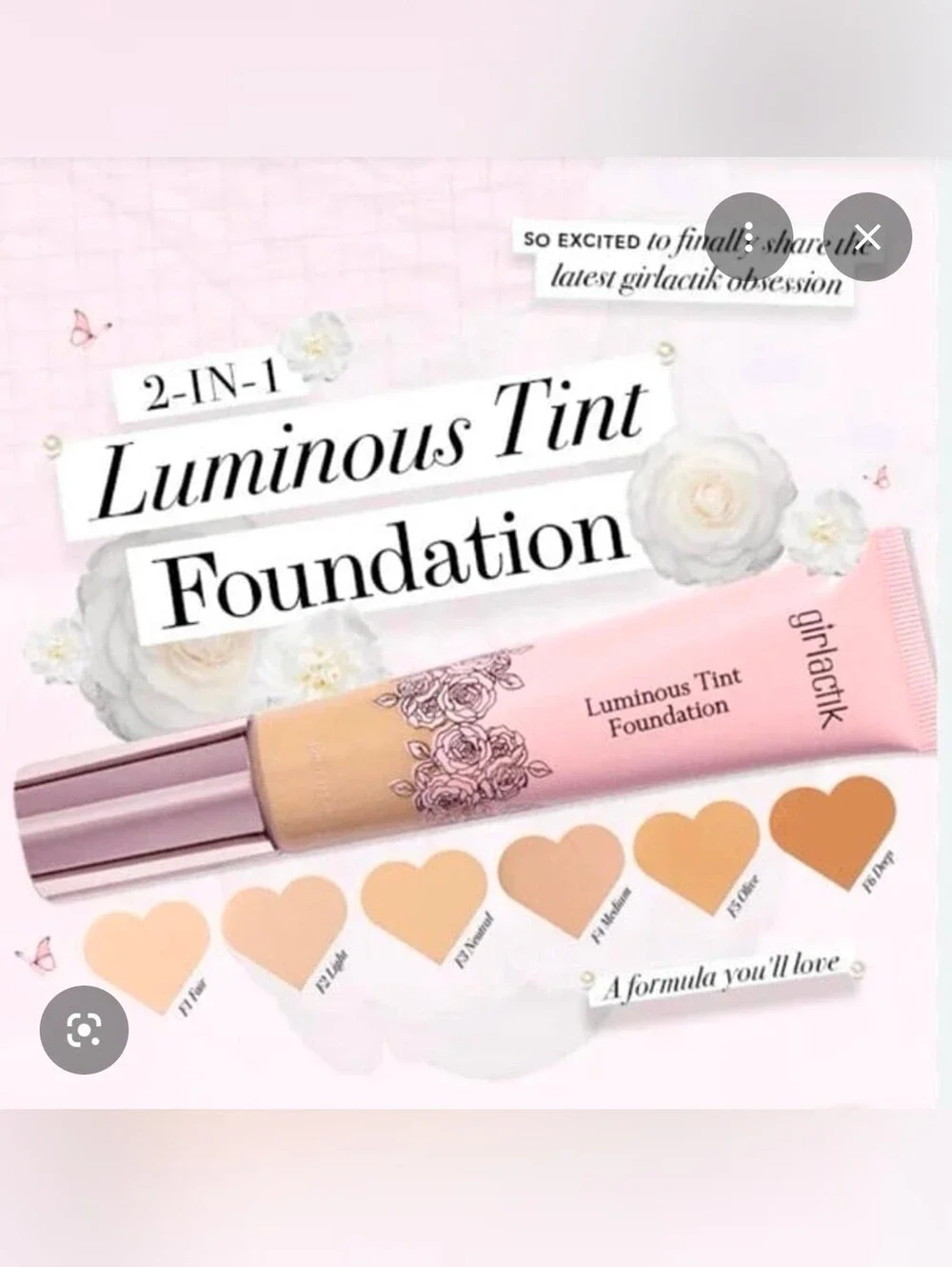 Girlactik 2-in-1 Luminous Tint Foundation - 0.34fl Oz F1 Fair BNIB